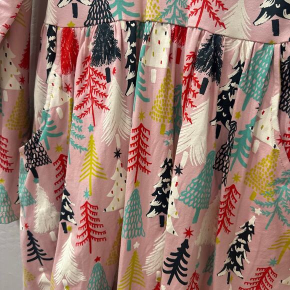 Hanna Andersson Christmas Pink Twinkly Trees Long Sleeve Skater Dress - Picture 4 of 8